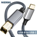 Nierbo - cble d'imprimante usb b vers usb c, type c, fil tress en nylon pour contrleur de dj de piano ...