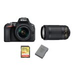 Nikon d5600 reflex 24. 2 mpix kit af - p 18 - 55mm vr af - p 70 - 300mm ed vr dx + 64gb sd card + nikon ...