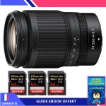 Nikon z 24 - 200mm f / 4 - 6. 3 vr + 3 sandisk 64gb uhs - ii 300 mb / s + ebook 'devenez un super photographe' ...