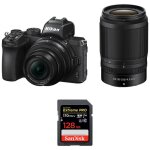 Nikon z50 + 16 - 50mm + 50 - 250mm + sandisk 128gb extreme pro uhs - i sdxc 170 mb / s garantie 2 ans ...