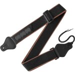 Noir - courroie de guitare, longueur 95 158cm, courroie de guitare courroie en cuir de coton avec support ...