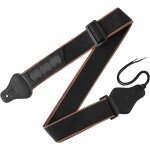 Noir - courroie de guitare, longueur 95 158cm, courroie de guitare courroie en cuir de coton avec support ...