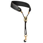 Noir - harnais de saxophone réglable en cuir rembourré et confortable, sangle de cou, epaule, livraison ... Noir - harnais de saxophone réglable en cuir rembourré et confortable, sangle de cou, epaule, livraison ...