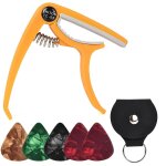 Nouveau capodastre pour guitares acoustiques et electriques - 5 picks accessoires guitare, jaune Nouveau capodastre pour guitares acoustiques et electriques - 5 picks accessoires guitare, jaune