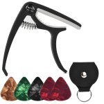 Nouveau capodastre guitare pour guitares acoustiques et electriques - 5 picks accessoires guitare, noir ...
