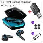 Nouveaux couteurs de jeu p30 tws casque sans fil avec microphone adaptateur bluetooth botier de charge ...