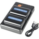 Np - fm55h fm50 (2 pices) batterie de rechange rechargeable et double chargeur compatible avec sony ...