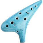 Ocarina en céramique 12 trous - alto en do - avec housse de protection et recueil de chansons - bleu Ocarina en céramique 12 trous - alto en do - avec housse de protection et recueil de chansons - bleu