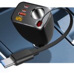 Ongi - 5 en 1 chargeur allume cigare voiture, pd 30w cble rtractable, 12v / 24v adaptateur prise allume ...