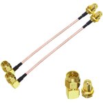 Pack de 2 cbles sma femelle vers mle angle droit 6 pouces - coaxial rf rg316 pigtail d'extension d'antenne ...