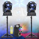 Pack de 2 lyres beam infinies dmx ibiza light e - cosmos 4 - en - 1 12x10w - 2 pieds supports - machine ...