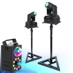 Pack de 2 lyres dmx ibiza light lmh250 - rc spot 10w - 2 pieds supports sst02 - machine fume 700w par ...