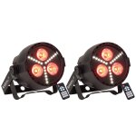 Pack de 2 projecteurs par ibiza light par - mini - str - 3x4w dmx led dj fte club bar discothque lumire ...