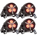 Pack de 4 projecteurs par ibiza light par - mini - str - 3x4w dmx led lumire bote nuit soire dj fte ...