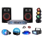 Pack 5 jeux de lumi�re + paire d'enceintes + ampli