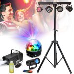 Pack 6 jeux de lumire - par - astro - strobo - moonflower - pied support - machine  fume 400w - produit ...