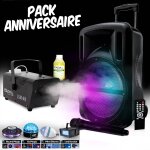 Pack anniversaire sono machine  fume + 4 jeux de lumires diams