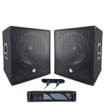 Pack basse complet 3000w 2 sub woofer 18 pouces avec ampli bms - 3000 et c�blages
