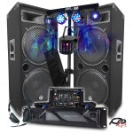 Pack dj complet ampli 4000w, enceintes lsc215 4x38cm 2x2000w, table de mixage, euphoria portique + 48 ...