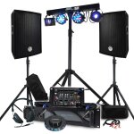 Pack dj sono 1600w bm sonic ampli 1000w, paire d'enceintes 600w, table de mix, + 48 effets lumi�res, ...