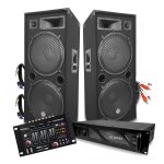 Pack dj sonorisation bm sonic pa enceintes 2x15  / 38cm 4000w bassreflex + ampli 3000w avec table de ...