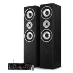 Pack enceintes colonnes ltc l766 - bk noir acoustiques 1000w + ampli stro 2x50w ecran lcd - usb mp3 ...