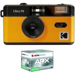 Pack f9 argentique + pellicule 400 asa appareil photo rechargeable 35mm jaune, objectif grand angle fixe, ...