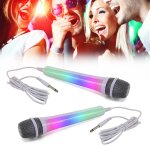 Pack karaok� 2 microphones filaires dynamiques - white - effet lumineux disco - mr entertainer g158bg ...