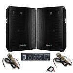 Pack karaok ampli stro bluetooth usb sd ltc mfa1200usb - bt - bl 2x50w - 2 enceintes sono ibiza 2x300w ...
