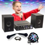 Pack karaoke - star2mkii enfant - 2 enceintes 2 micros 1 ampli bluetooth usb sd 100w - projecteur 2 - ...