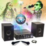 Pack karaoke - star2mkii enfant - bluetooth usb sd 100w 2 enceintes 2 micros 1 ampli - boule disco led ...