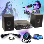 Pack karaoke - star2mkii enfant - bluetooth usb sd 100w 2 enceintes 2 micros 1 ampli - projecteur par ...