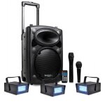 Pack led ibiza port10vhf - bt karaok� mobile 500w usb / mp3 + 3 mini strobes lytor