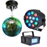 Pack light boule  facettes 30cm + mini strobe + par - mini - rgbw