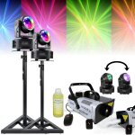 Pack lumire 2 lyres 2 - en - 1 ibiza light led mh - astro - wash - machine fume 900w - 2 supports lumires ...