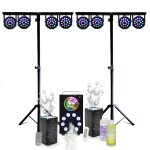 Pack lumi�re 2 pieds dj mooving ms - support - djlight - 8 par led 18 w - machine fum�e foggy - astro ...