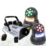 Pack lumire ibiza light machine  fume lsm900w - 2 lyres star - wash 30w - soire dj danse pro fte ...