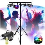 Pack lumire mooving light & sound pied rglable ml - support - djlight - 5 jeux de lumire astro derby ...