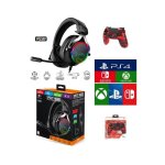 Pack manette ps4 manette bluetooth rouge camouflage 3. 5 jack + casque gamer pro - h600 ps4 - ps5 playstation ...