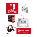 Pack manette switch filaire nintendo blanche mate officielle + casque gamer pro h3 rouge spirit of gamer ...