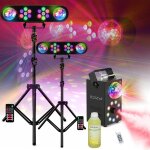 Pack mooving light - 2 pieds eclairages lumires projecteurs par astros - machine fume foggy - astro ...