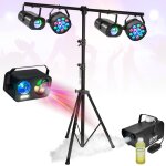 Pack pied lumire party light & sound 2 projecteurs - 2 effets waterwave - jeu lumire gobo astro strobe ...