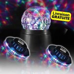 Pack soirée boule disco à led avec rotateur intégré + 2 jeux de lumières ovni sono dj light famille Pack soirée boule disco à led avec rotateur intégré + 2 jeux de lumières ovni sono dj light famille