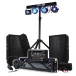 Pack sono 1800w bm sonic amplificateur 1000w, paire d'enceintes 2x400w, table de mixage, portique + 48 ...