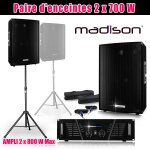 Pack sono 2 enceintes 2x700w amp - 1000 pieds + cables Pack sono 2 enceintes 2x700w amp - 1000 pieds + cables