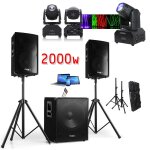 Pack sono 2000w ibiza sound - caisson 800w - 2 enceintes 600w - lyre beam dmx rvbb lmh250 - rc - mariage ...