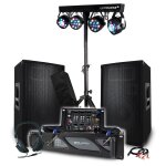 Pack sono 3200w bm sonic ampli 2000w, paire d'enceintes passives 2x600w, table de mixage, portique 4 ...