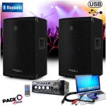 Pack sono 600w total + ampli pls1250 + 2 enceintes 300w pa dj sono mix led light soire familiale bar ...