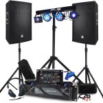 Pack sono bm sonic 4400w ampli 2000w, enceintes 15  avec pieds, table de mixage, euphoria portique + ...