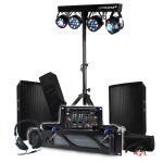 Pack sono bm sonic ampli 1000w, paire d'enceintes passives 2x300w, table de mixage, portique 4 lumires ...